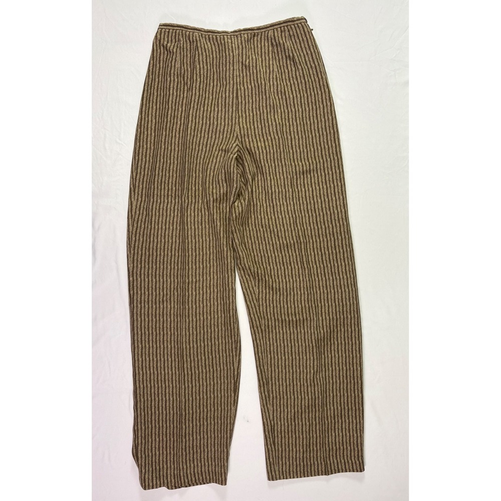 Vintage Talbots Silk Trousers Women 10 Striped Leaf High Rise Wide Leg Heritage
